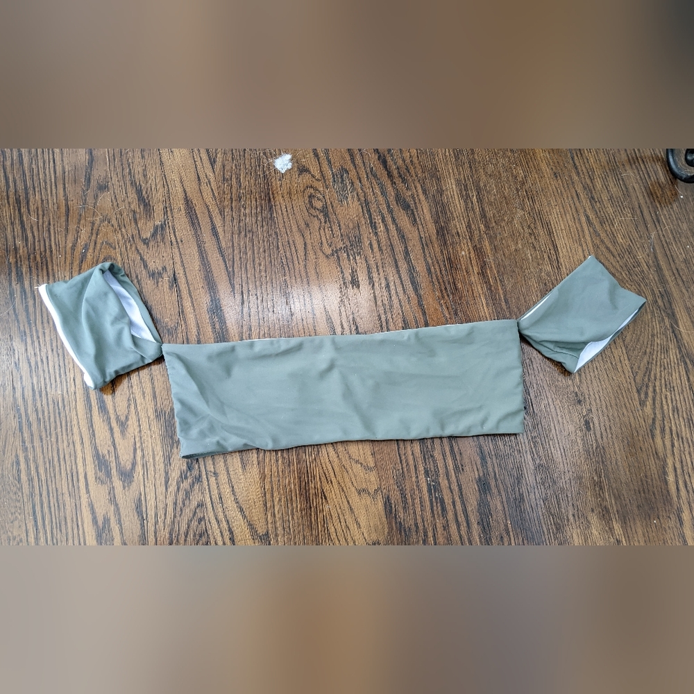 Green Bardot Style Bandeau Swim Top